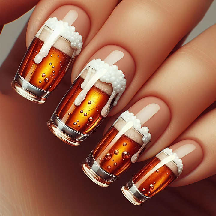 Artificial nails with Creative Beer Glass Design Stornfield