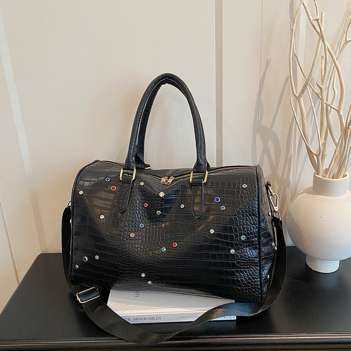 Elegant Handbag with Luxurious Crocodile Pattern and Colorful Applications Stornfield