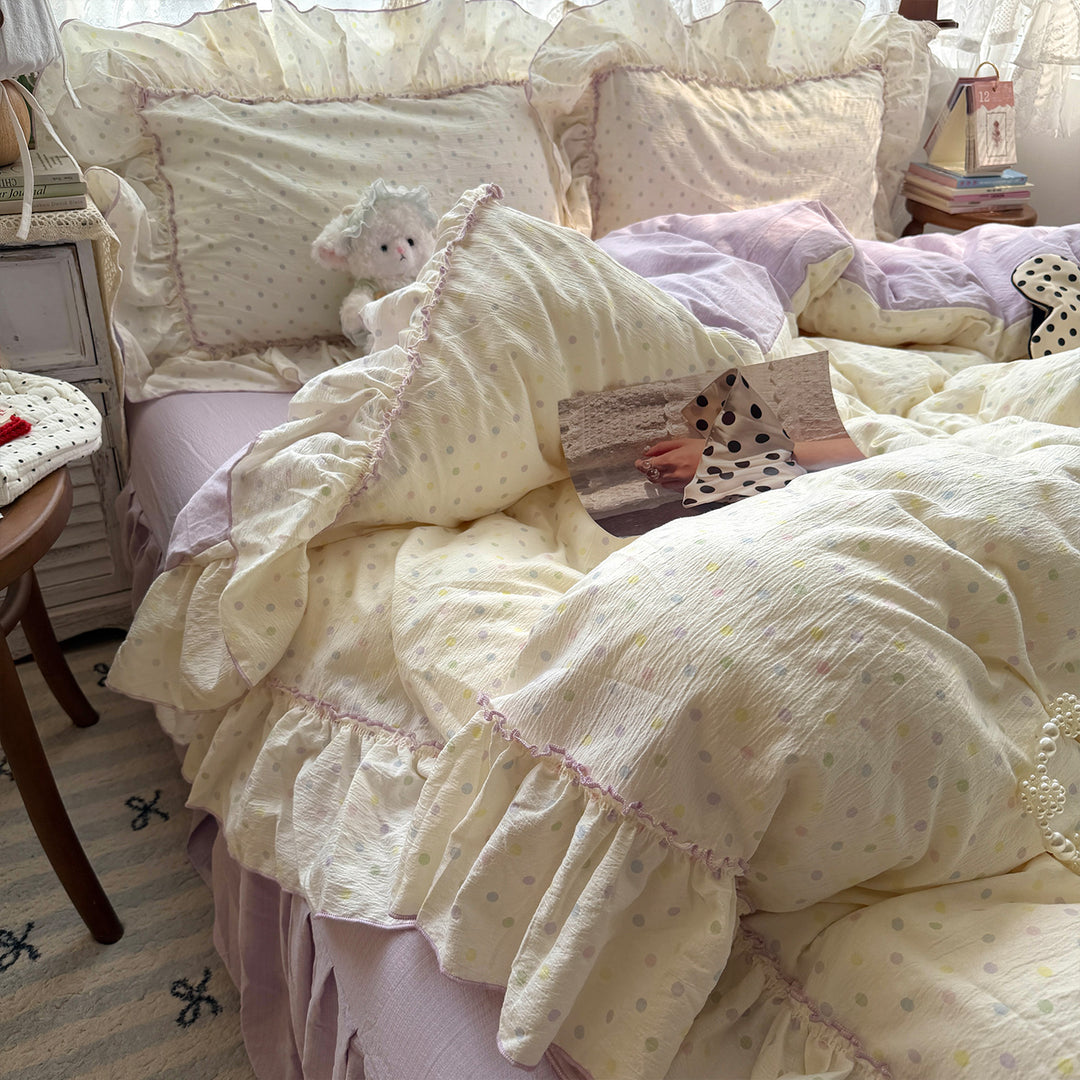 Ruffled Polka Dot Duvet Cover Set