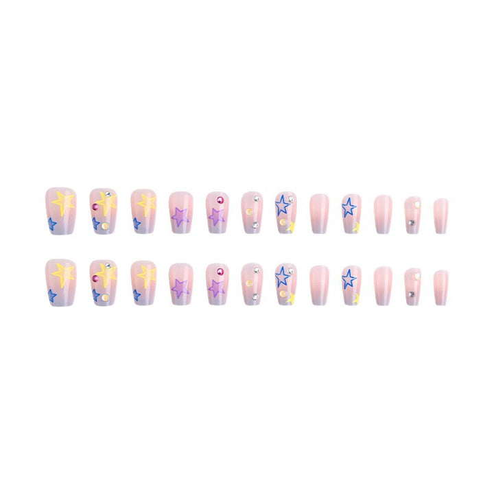 Artificial nail set with elegant blooming decorations and delicate ombre effect Stornfield