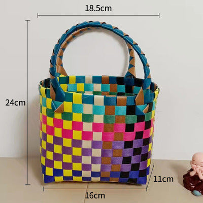 Handmade Basket Bag In Checked Design Stornfield