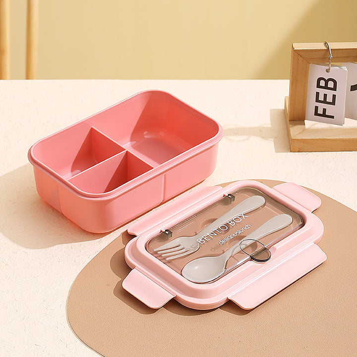 Multi-Compartment Bento Lunch Box with Integrated Utensils