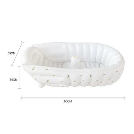Inflatable Baby Bathtub and Support Seat Set with Lemon Print and Removable Cup Holder