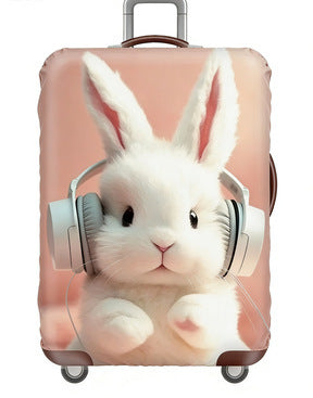 Women's stretchable suitcase cover with rabbit motif, tear-resistant stretch material and openings for handle and wheels Stornfield