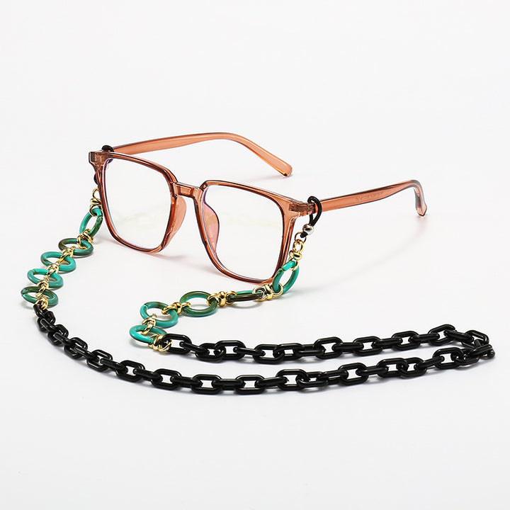 Fashionable Square Frame Glasses with Decorative Chain Stornfield