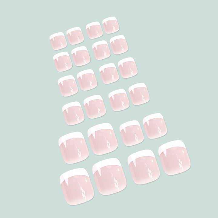 Elegant French Tip Press-On Toenails Stornfield