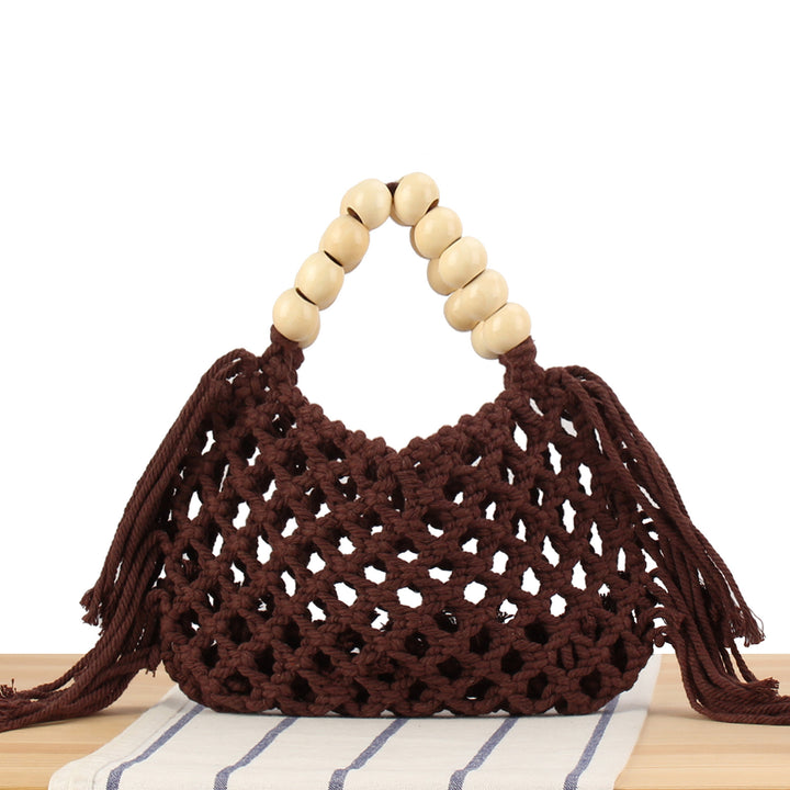 Handmade Macrame Bag with Wooden Handles Stornfield