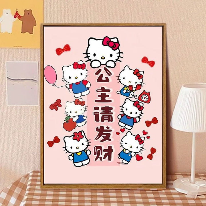 Hello Kitty-Inspired Cartoon Wall Art Print Stornfield