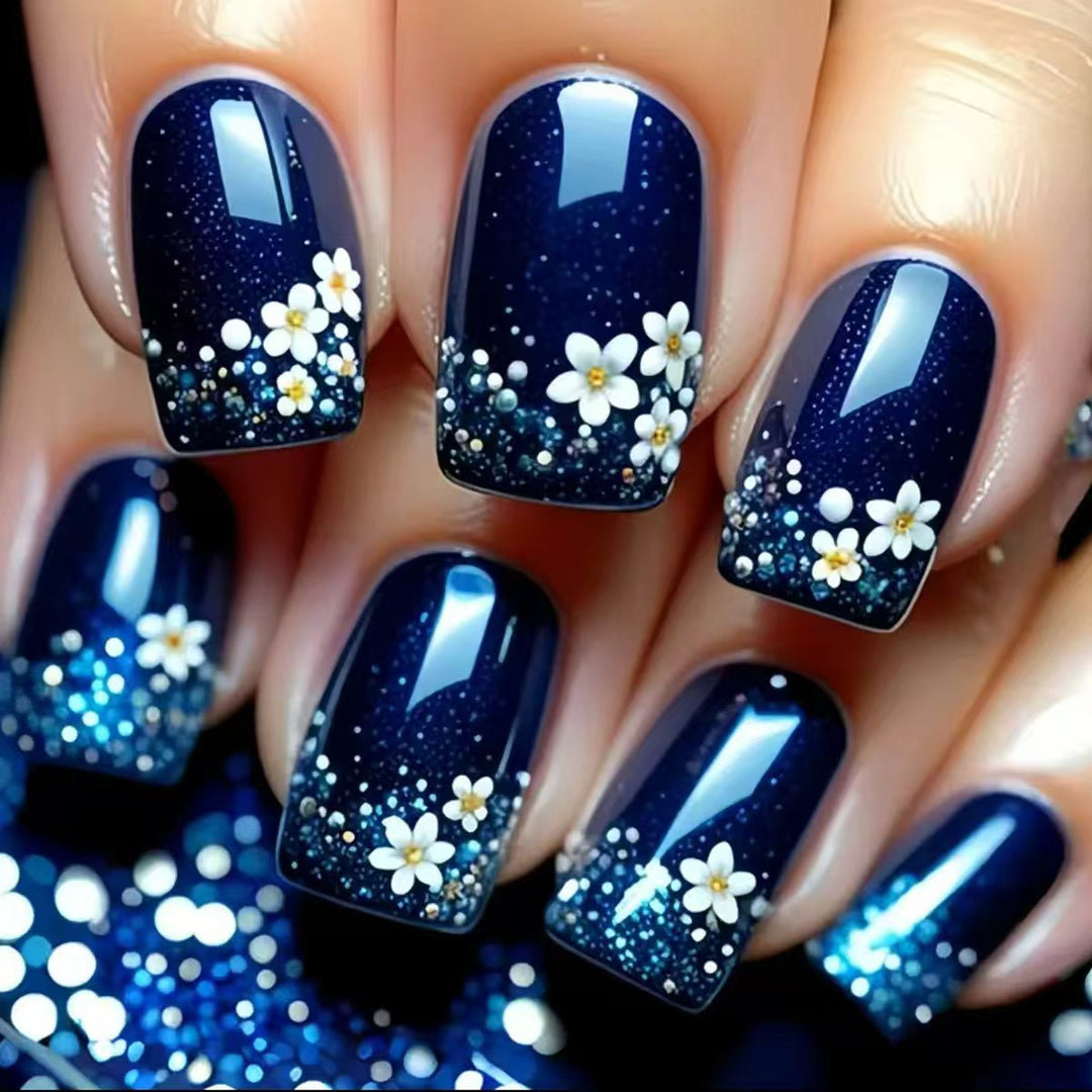 Artificial nails with glittering flower design Stornfield