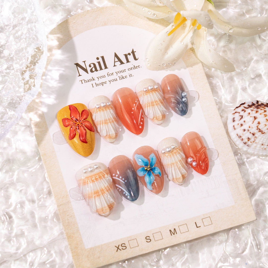 Artistic Floral-Embellished Press-On Nail Set