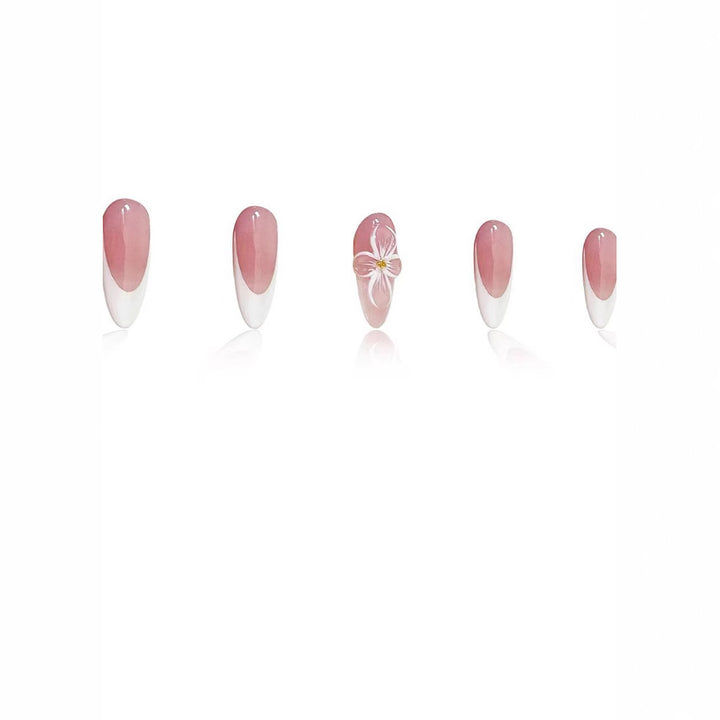 Elegant Floral French Tip Press-On Nails Stornfield