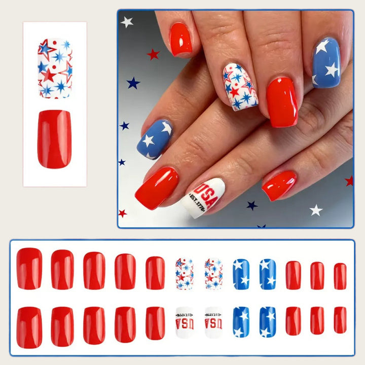 Creative artificial nails with patriotic design Stornfield