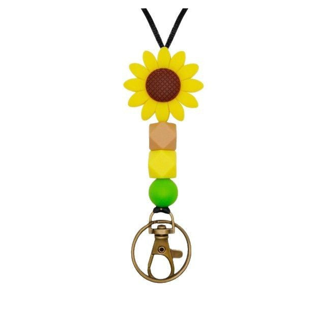 Colorful Flower-Themed Beaded Keychain Holder Stornfield