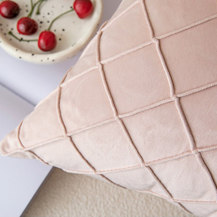 Square decorative cushion cover with raised diamond tufting and microvelvet finish Stornfield