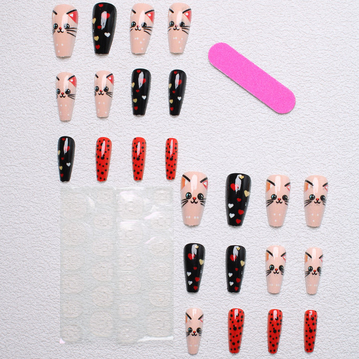 Playful Cat-Themed Press-On Nails Stornfield