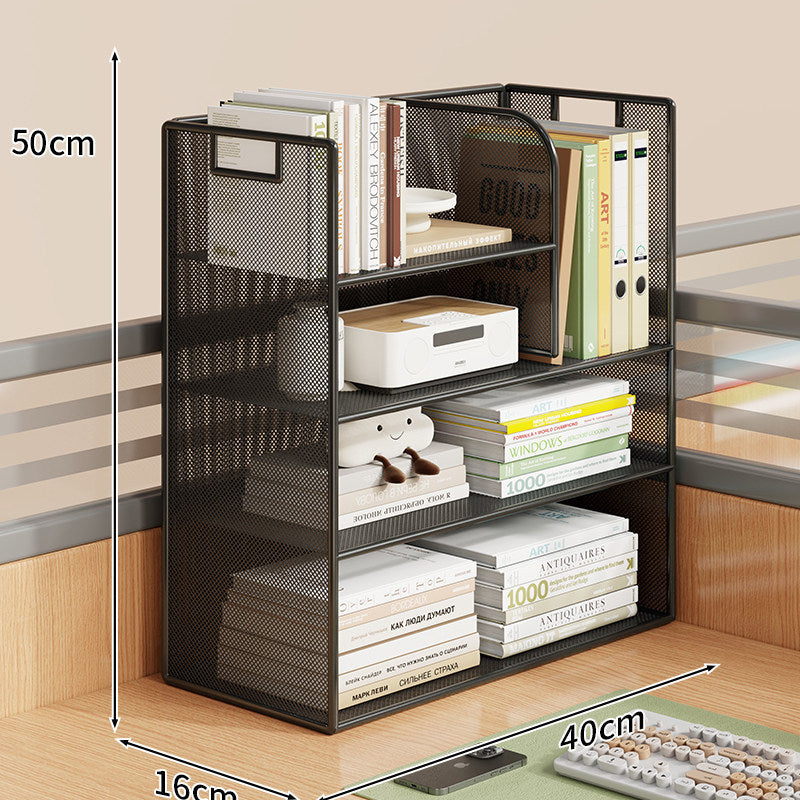 Mesh Desktop Open-Shelf Organizer with Integrated Handles and Dividers