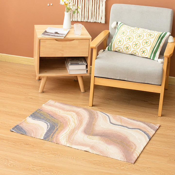 Flat-woven living room rug with marbled pattern and shimmering accent threads Stornfield