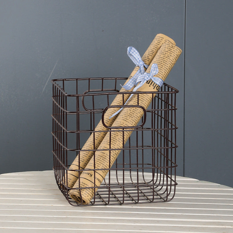 Unisex Wire Storage Basket with Ergonomic Handles Stornfield