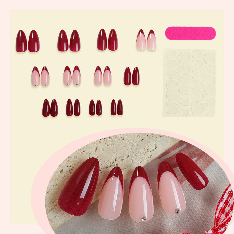 Premium Nail Art Press-On Set with Classic French Tip and Glitter Accents Stornfield