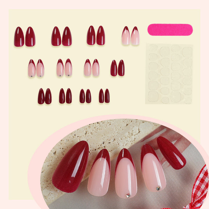 Premium Nail Art Press-On Set with Classic French Tip and Glitter Accents Stornfield