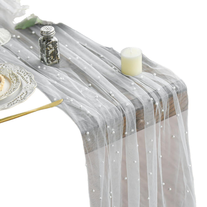 Elegant Table Runner with Pearl Detailing Stornfield