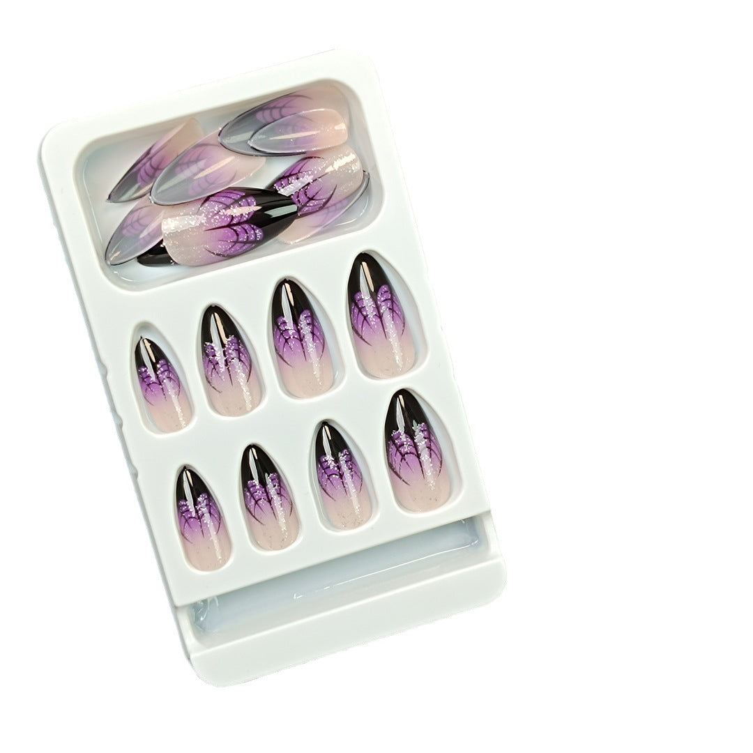 Artistic Press-On Nail Set with Lavender Ombre Design Stornfield