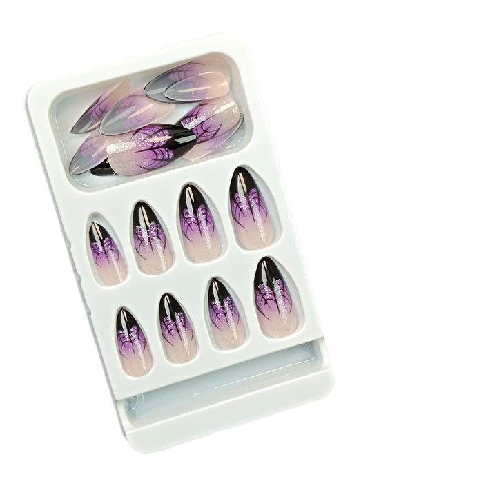 Artistic Press-On Nail Set with Lavender Ombre Design Stornfield
