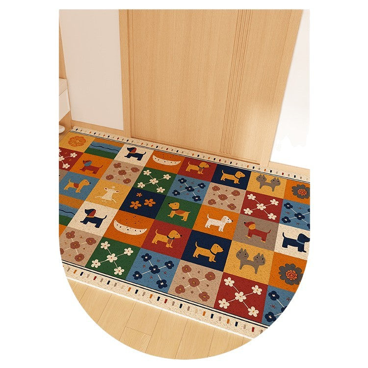 Playful Striped Dog Print Welcome Mat Stornfield