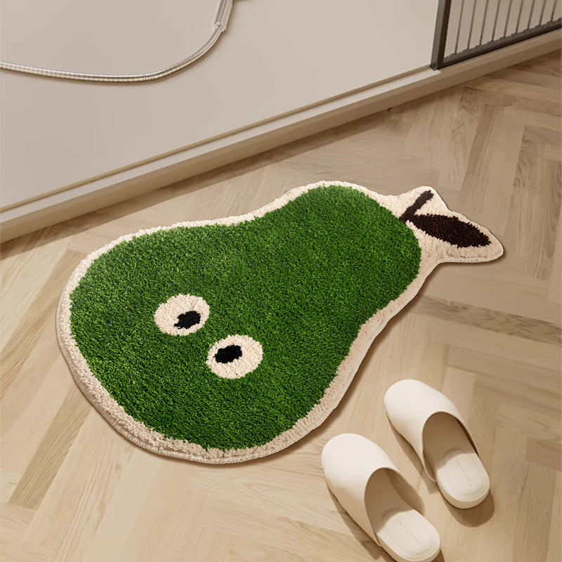 Hand-tufted short-pile floor rug in pear shape with non-slip latex backing Stornfield