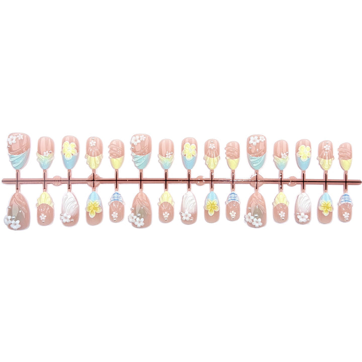 Decorative Floral Press-On Nail Set 1790746066