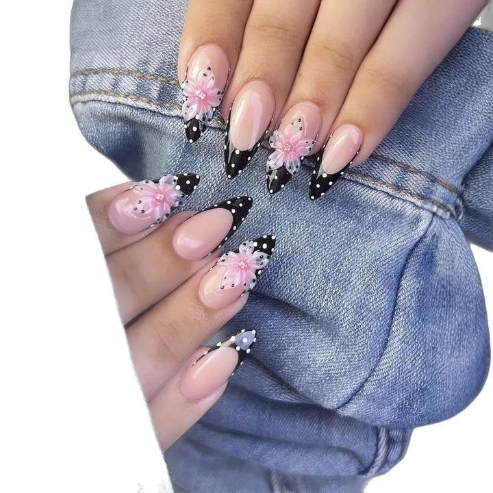 Artistic Floral Stiletto Nail Extensions