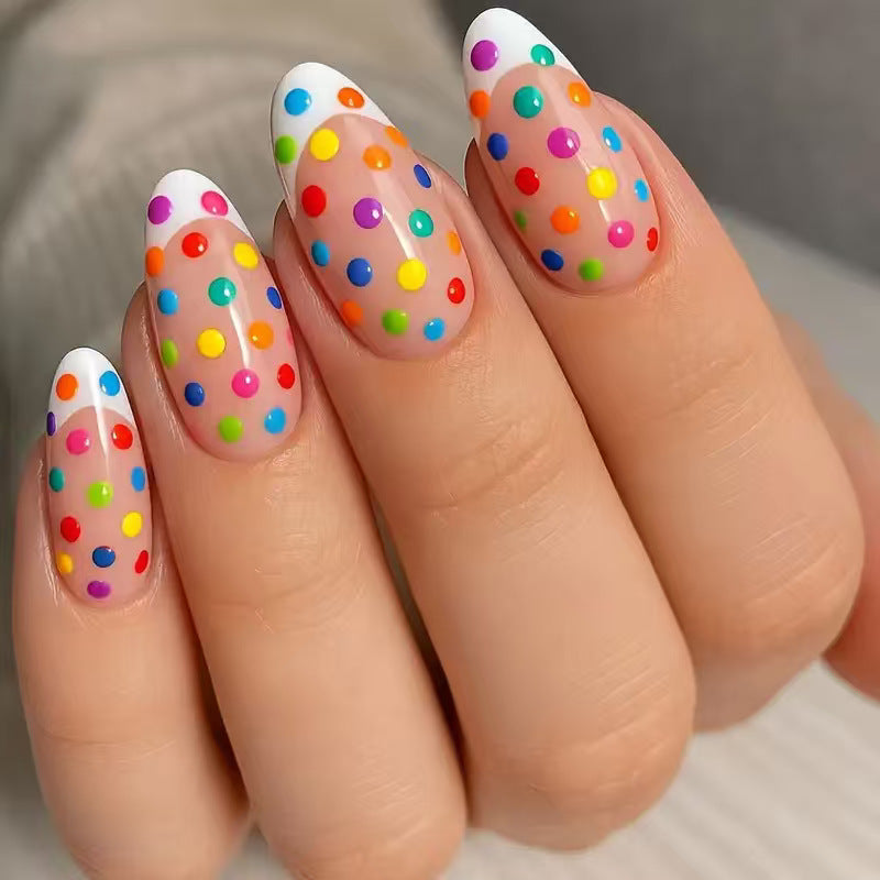 Artificial artificial nails with colorful dot design Stornfield