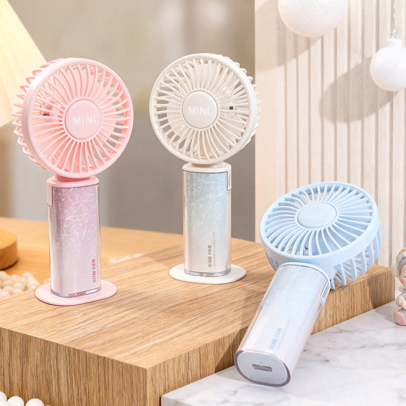 Ladies USB rechargeable mini handheld fan with adjustable tilt head and removable stand Stornfield