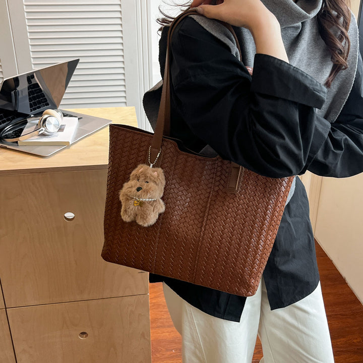 Woven Leather Shoulder Tote Bag Stornfield