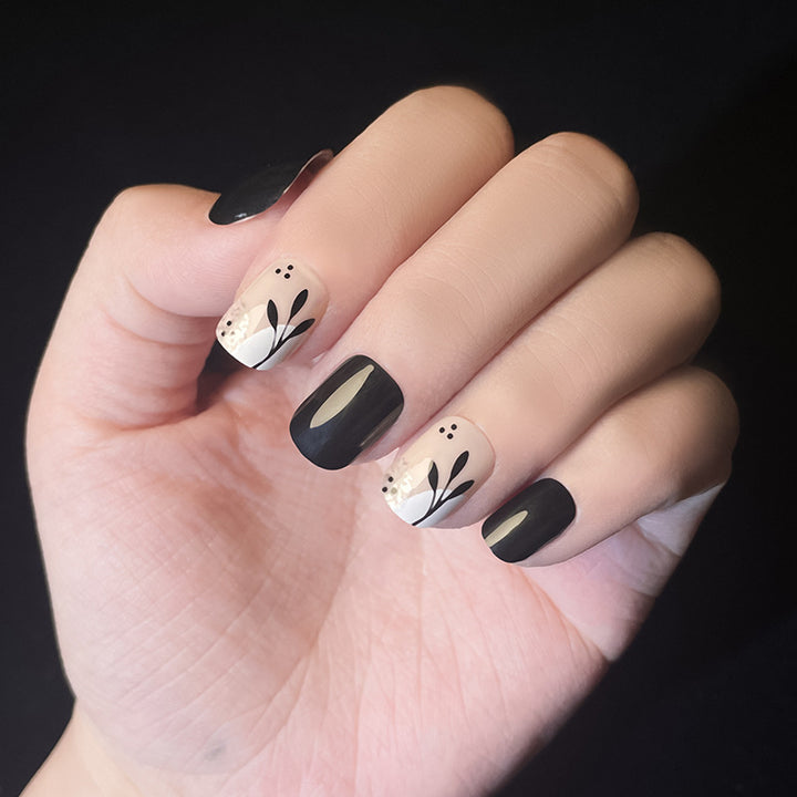 Artistic Floral and Glitter Press-On Nails Stornfield