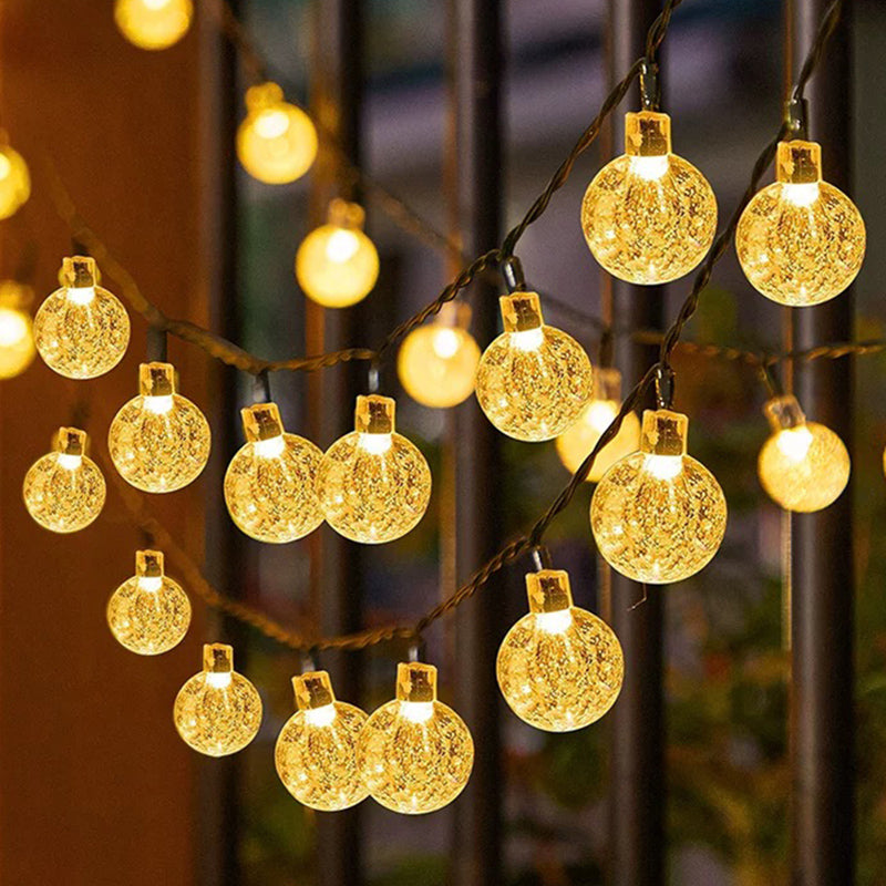Decorative Warm LED Star And Crackle-Globe String Lights With Waterproof Power Pack Stornfield