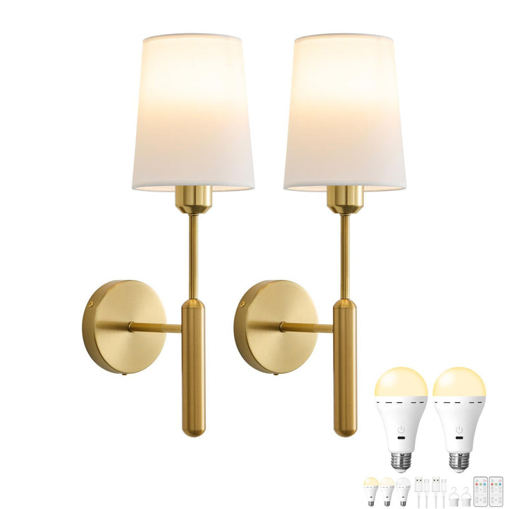 Adjustable Fabric Two-Arm Wall Light Fixture
