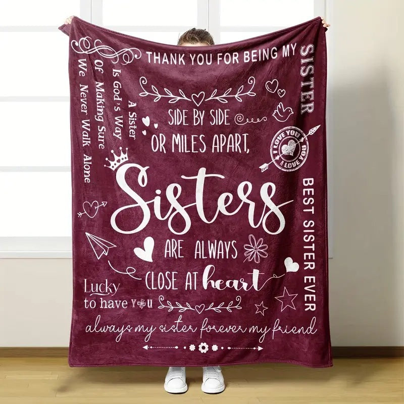 Inspirational Sister-Themed Fleece Blanket