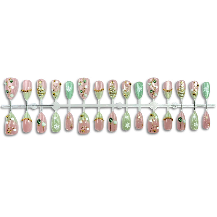 Decorative Press-On Nail Art Set with Holiday Design