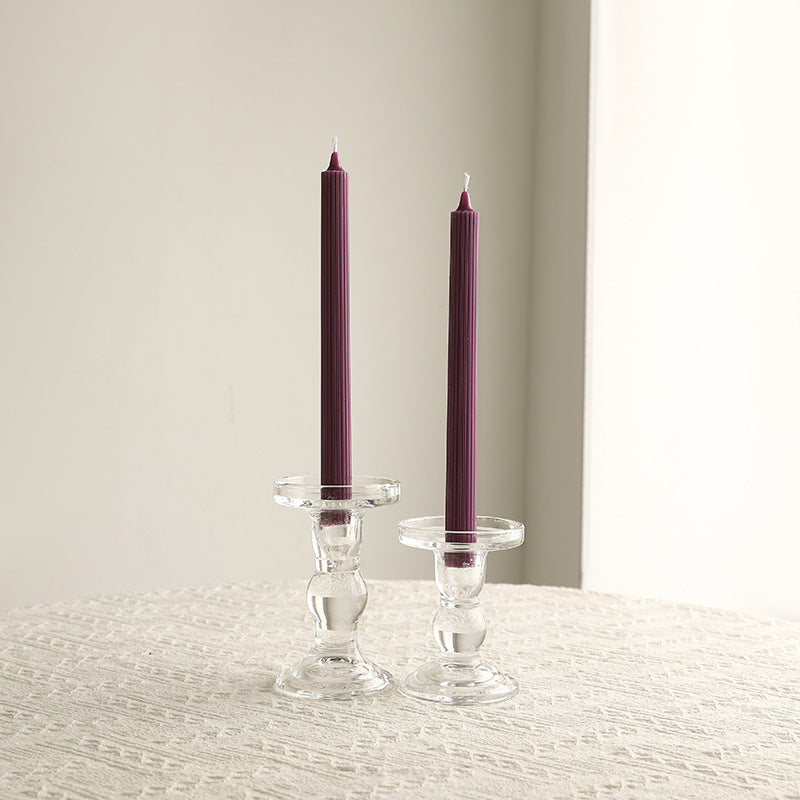 Crystal Glass Sculpted Stem Taper Candle Holders