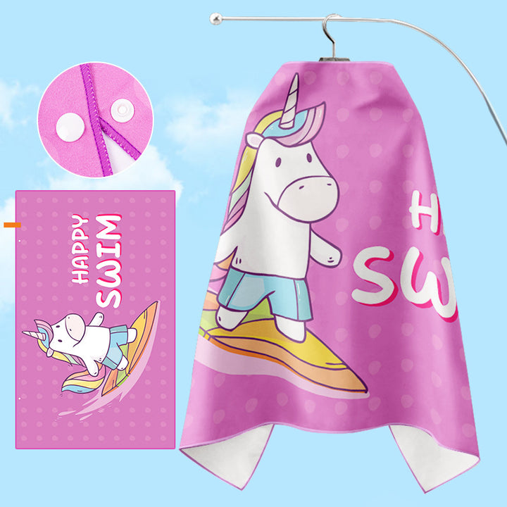 Bathrobe Stornfield with unicorn motif and practical hood