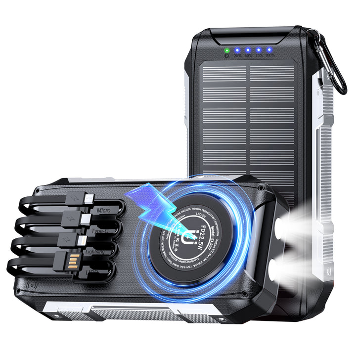 Multifunctional solar power bank with LED light and fast charging function Stornfield
