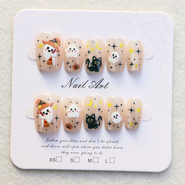 Halloween-Themed Press-On Nail Art Set Stornfield
