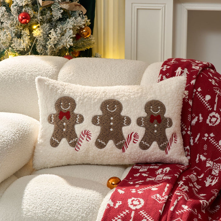 Festive Tufted Chenille Merry Christmas Lumbar Throw Pillow