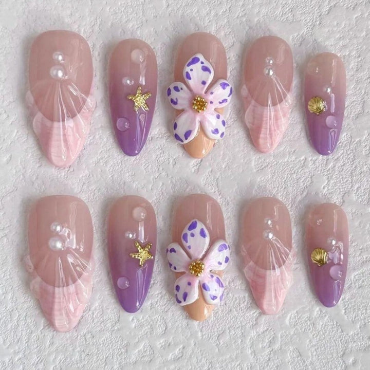 Nature-Themed Artistic Press-On Nail Set Stornfield
