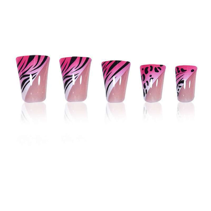 Artistic Stiletto Press-On Nail Set with Animal Print Accents Stornfield