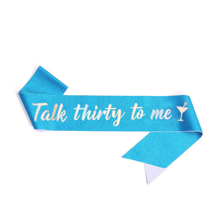 Ladies Glittering Birthday Sash with Festive Print Stornfield