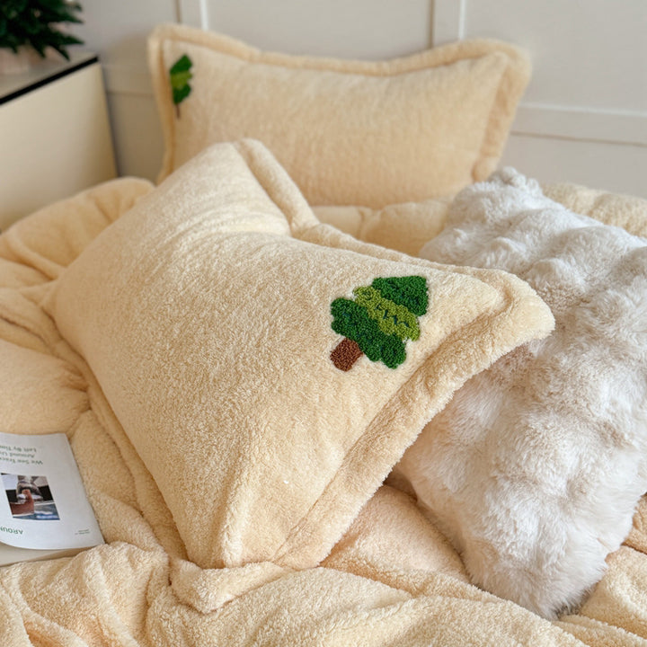 Plush Sherpa Comforter and Decorative Pillowcase Set