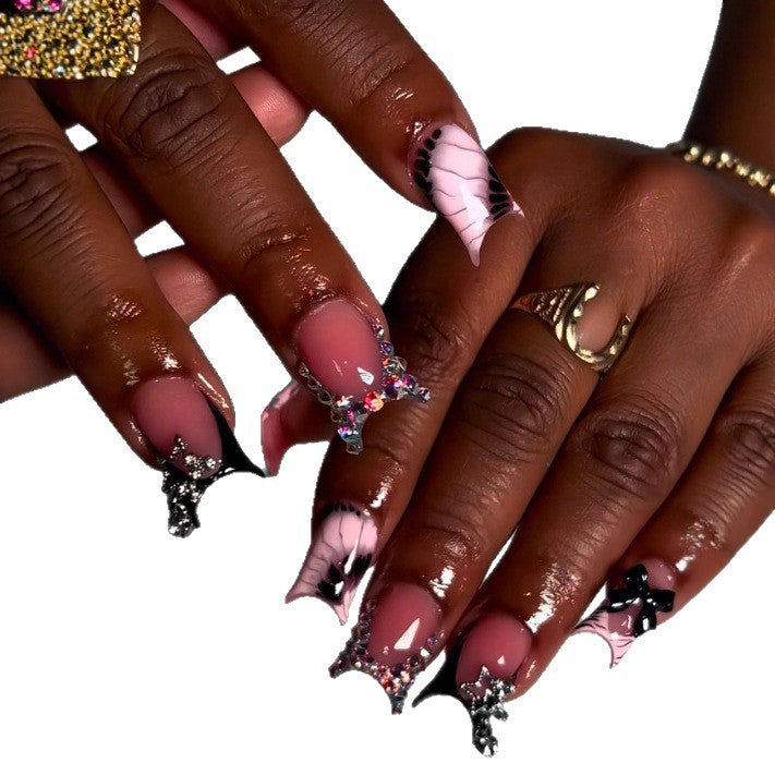 Artistic Gem-Embellished Stiletto Press-On Nails Stornfield