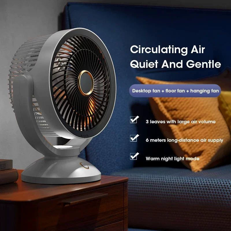 Unisex universal size compact oscillating table fan with adjustable tilt angle, quiet brushless motor and USB charging Stornfield